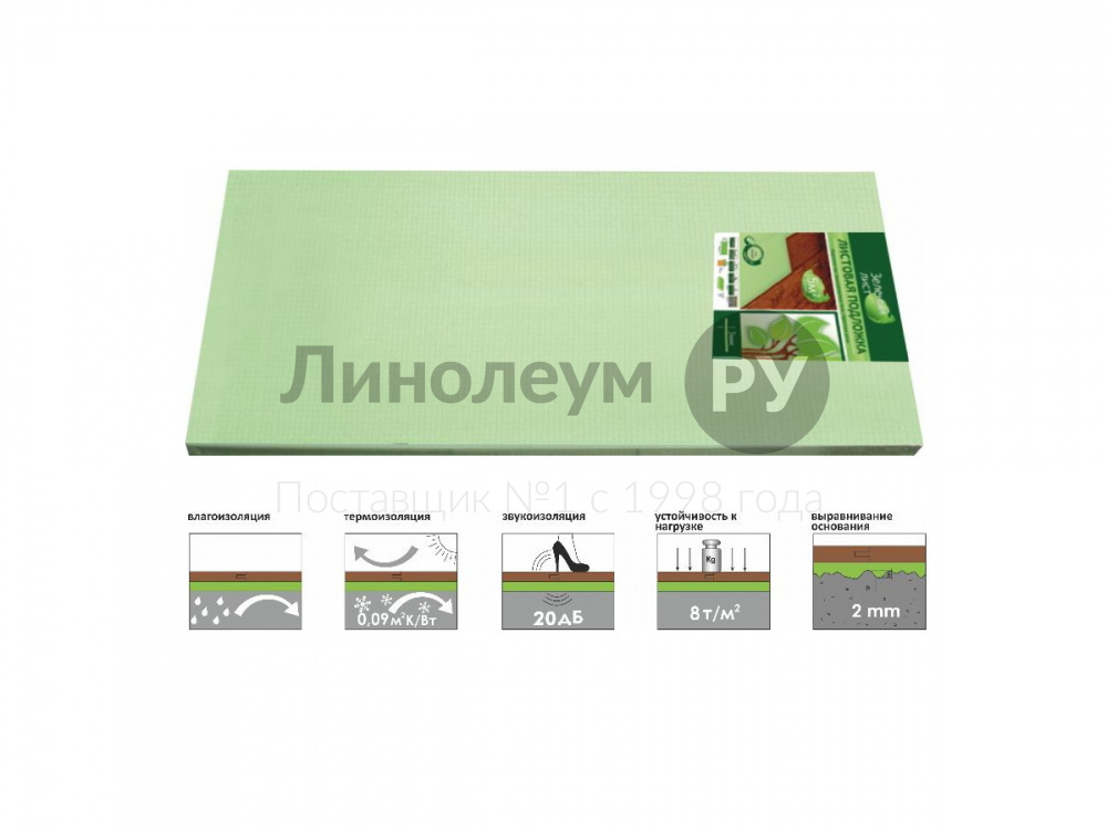 Подложка для ламината GREEN - (1 м) - Подложка листовая GREEN 